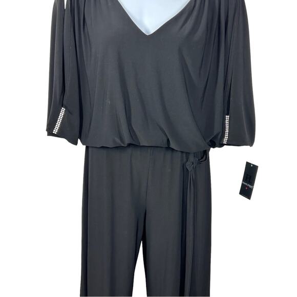 Frank Lyman Design NWT Black Jewel Sleeve Belted Jumpsuit Size 16 - Picture 5 of 16
